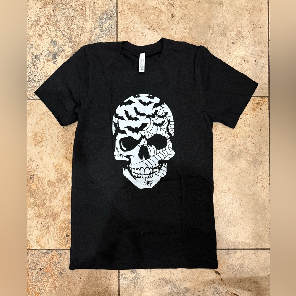 NEW NWT CVG Halloween Skull Bat Black soft T shirt Sz S. #workout #gym #fitness